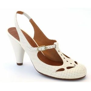 Chie Mihara Leather Pump Sandals, Bone